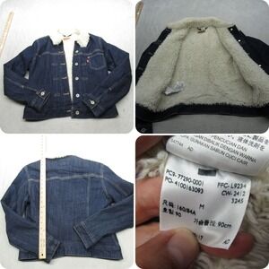Levis Denim‎ Jacket Womens Medium Blue Fuzzy Sherpa Lined Trucker Button Front